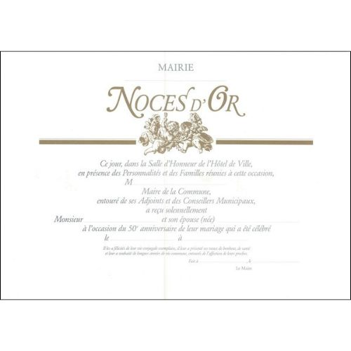 Diplôme de Noces d'or