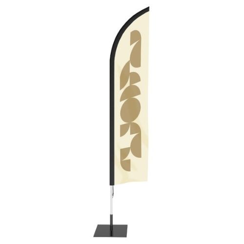 Beach flag publicitaire personnalisé sur fond blanc